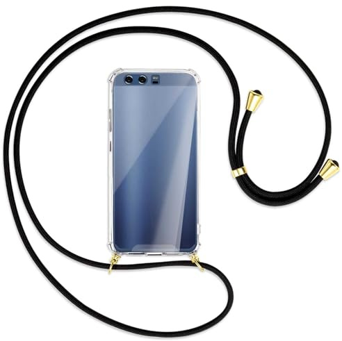 mtb more energy Handykette kompatibel mit Huawei P10 (5.1'') - schwarz/Gold - Smartphone Hülle zum Umhängen - Anti Shock Full TPU Case