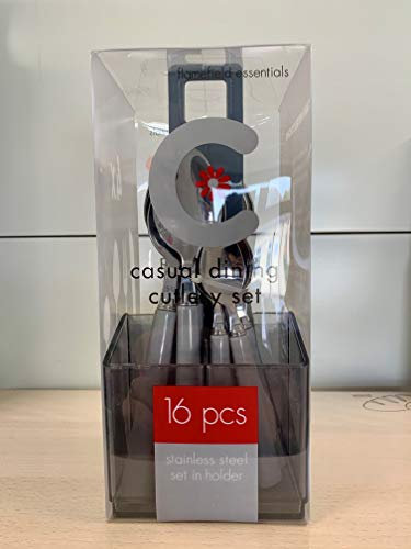 Flamefield Cutlery Set In Holder Grey 16pcs