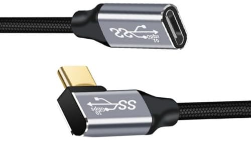 chenyang USB C Kabel USB 3.1 Typ C Stecker auf Buchse 90 Grad rechtwinkliges Verlängerungsdatenkabel 10 Gbit/s 100W mit Hülle für Laptop Telefon 0.2M
