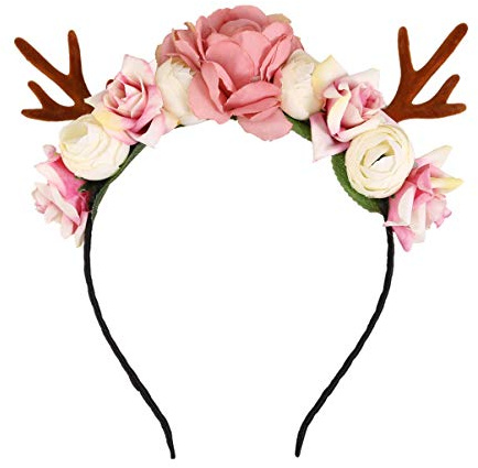 Elch Geweih Stirnband Haar Girlande Blumenkrone Kopfschmuck Neuheit Haarband Kopfbedeckung für Karneval Party Festivals