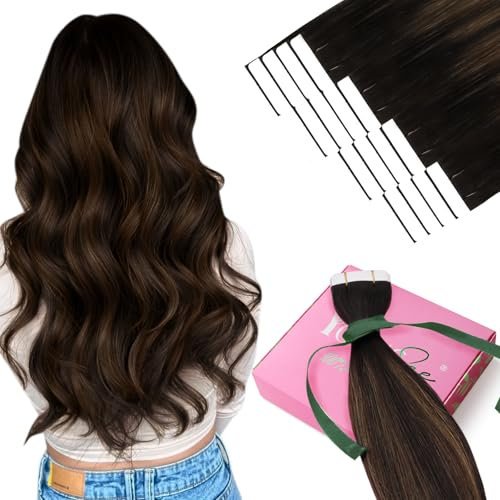 YoungSee Tape Extensions Echthaar Ombre 55cm Echthaar Tape in Extensions Braun Ombre Echthaar Extensions Tape Ombre Hair Extensions Tape in Remy Haarverlangerung Tape Echthaar Seamless 50g #2/2/6