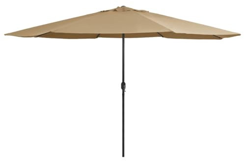 vidaXL Sonnenschirm mit Metall-Mast Kurbelmechanismus Gartenschirm Marktschirm Strandschirm Balkonschirm Ampelschirm Schirm 400cm Taupe