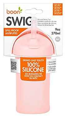 Boon Swig Gobelet à paille en silicone pour enfant Rose 255 ml