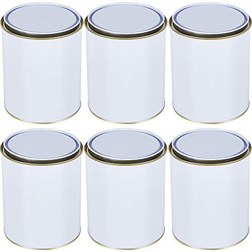 UltraBODY 6pcs Empty Paint Can with Lid Mixing Metal Tin Cans with Metal Lever Lids Multipurpose Paint Storage Container for DIY Projects Arts and Crafts Paint Cans 1L