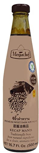 Megachef Susse Dunkle Sojasauce aus Thailand - 500 ml | Kecap Manis mit Palmzucker - traditionell gebraut, glutenfrei & vegan, ohne Konservierungsstoffe