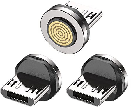 VAFOTON Lot de 3 adaptateurs de câble de charge magnétique micro USB à charge rapide - Connecteur magnétique à 9 broches - Rotation à 360° - Prise magnétique pour petit ventilateur/appareil micro USB