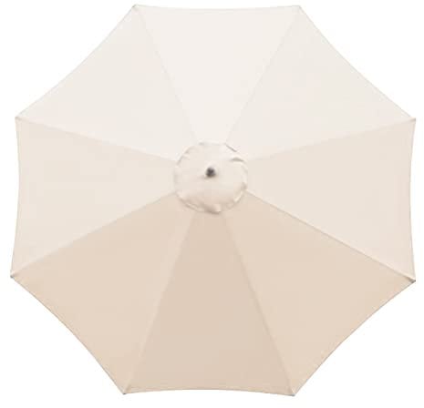 LEMCC Toldo redondo de repuesto para sombrilla de patio de 3 m para 8 varillas, cubierta de repuesto para sombrilla de mesa al aire libre (solo toldo), blanco, 9.8ft/ 3m