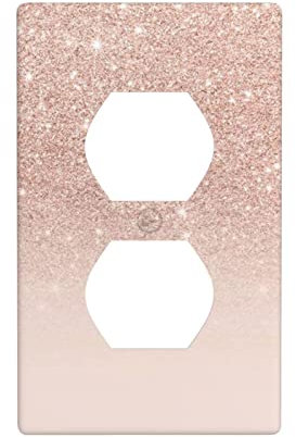 Dekorative Wandpaneel mit zwei Ausgängen, Lichtschalter-Panel für Dekorateure, Steckdosenschalter, hitzebeständiges und lichtbeständiges PC-Material, 11,4 x 7 cm, Roségold