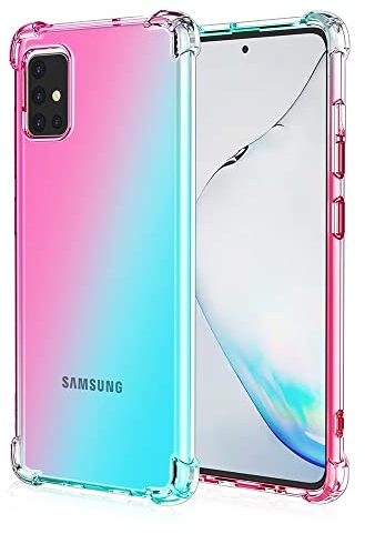 HONLEN Custodia per Samsung Galaxy M31s Case, (6.5 Inches) Trasparente Sfumato TPU Silicone Progettata, 4 Angoli rinforzati Case