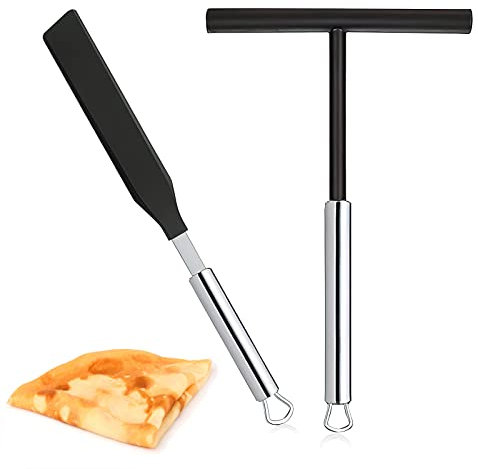APOMOONS 2 Pezzi Spatola per Crepes in Acciaio Inox Spargitore per Pancake e Spatole Kit, Frittelle Raschiatore e Spargitore Distributore Crepes per Crepes Crepes Maker la Casa Cucina Cottura