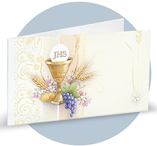 Biglietti per bomboniere, 20 pezzi, stampa personalizzabile, etichette, targhette, tag, prima comunione, calice uva eucarestia spiga