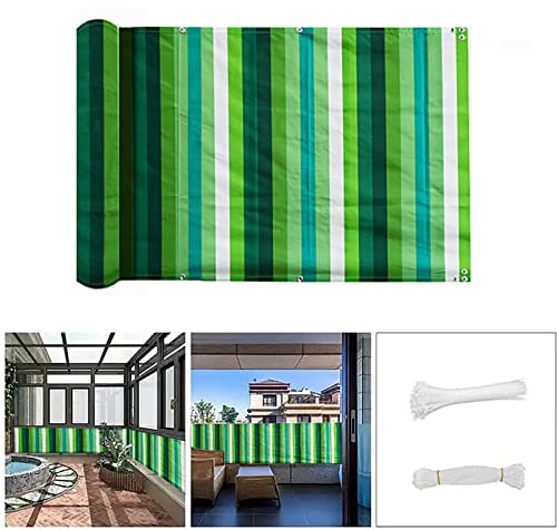 QINGLV Sichtschutz Balkon 90x600cm Sichtschutz FüR Balkon Blickdichte WitterungsbestäNdig Und Wasserabweisend Balkon Sichtschutz Stoff Für BalkongeläNder, Terrasse & Garten Grau -Grün Weiß