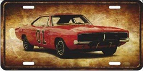 Plaque d'immatriculation vintage en métal The General Lee - Dimensions : environ 20 x 30 cm (L x l)