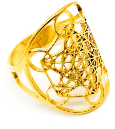 AB Viking Crafts Fingerring Metatrons Würfel One Size offen Edelstahl in Schmuckbox | Spiritualität Glück Energie Metaphysik