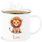 Emaille Becher Blechbecher - Süßer Löwe mit Name personalisiert I Löwen Geschenk I Zootiere I König der Tiere I Leu - 300 ml - Weiß Silber - löwenmotiv leon tasse tier personalisierte tassen
