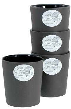CreaTable, 21665, Serie Futuro, 4-teiliges Geschirrset, Becher Set aus Steinzeug, spülmaschinen- und mikrowellengeeignet, Made in Portugal