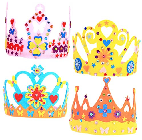 ifundom 4 Sätze Handgefertigte Krone Prinzessin Kronen Kit Selber Machen Prinzessin Gastgeschenke Krone Prinzessin Kopfbedeckung Hut Baby Kind Kuchen Alles Zum Geburtstag Nicht Gewebt