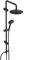 Görbach Système de douche à effet pluie en acier inoxydable-Colonna Doccia sans robinetterie avec barre de douche de 92 cm et pommeau de douche rond en ABS D20 cm, noir