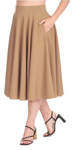 Banned Retro Tellerrock Sway Swing Tan Vintage Skirt, Größe:XL