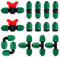 VooGenzek 15 Piezas Juego de Accesorios de Irrigación para Tubo 16 mm, Conectores de Púas de Manguera para Sistemas de Riego, Válvulas de Compuerta, Tees, Rectos, Codos, Tapón, Verde