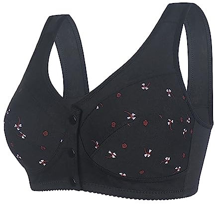 QUINTRA Soutien-Gorge à Armatures de Grande Taille avec Bouton Avant Sexy pour Femmes Ensemble Vaisselle Jetable Baptême Fille Rose Poudré (AB-Black, L)