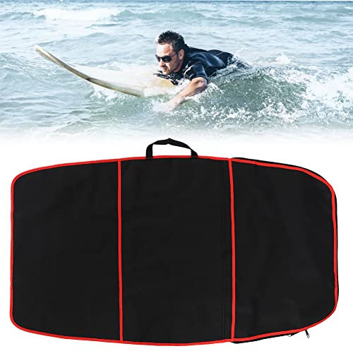 Strapazierfähige Polyester-Surfbrett-Bodyboard-Abdeckung, Surf-Zubehör für Outdoor-Aktivitäten (schwarzer Stoff, rote Streifen)