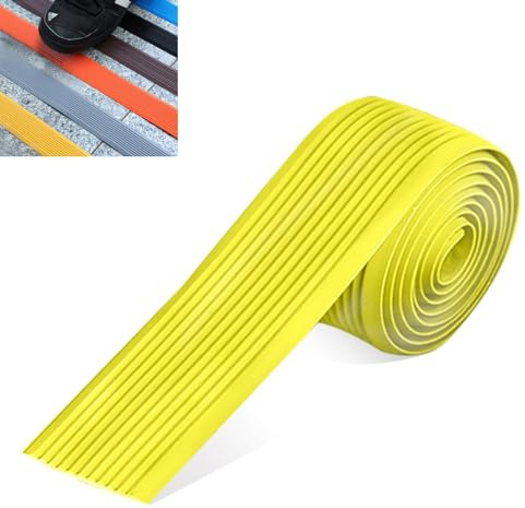 Treppenkantenprofil Mehrfarbige Treppenkanten mit Rillen, Selbstklebende Rutschfeste Treppenkanten aus Gummi, Treppenkantenschutz für Holzfliesenstufen, 1-15 M(Color:Yellow,Size:Length-15m(49.2ft))