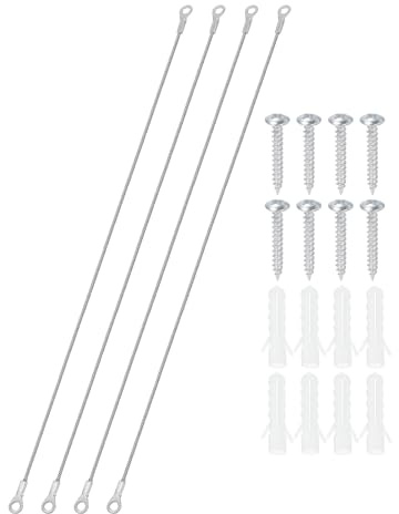 PATIKIL Cabinet Door Restraint Kit 2mm x 50cm, 4 Pack Stainless Steel Flexible Braided Cable Door Hinge Limiter for Limiting Chest Cupboard Door Opening Angle Swing