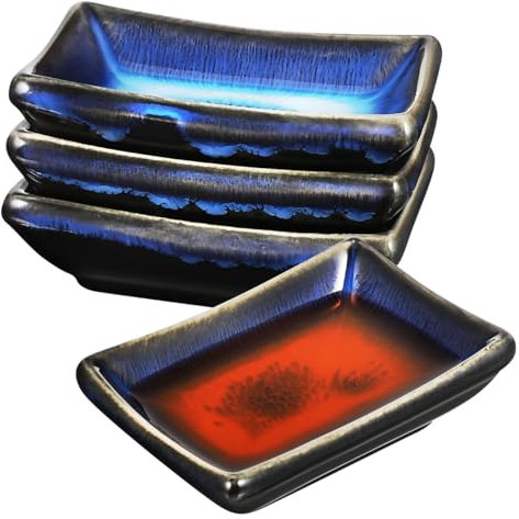 Alipis 4pièces Lot De Bols à Trempette Plats à Condiments Assiettes Accompagnement De Style Japonais Pour Sauces Et Apéritifs