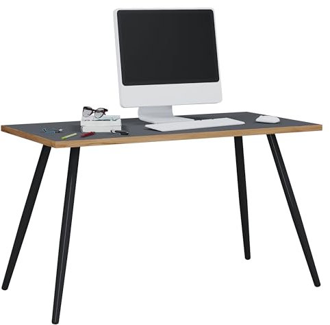VCM Schreibtisch Computertisch Bürotisch Skandanivischer Retro Look Salia 138x50 cm Schwarz/Anthrazit