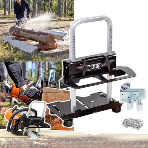 WhAeoy Portable Mini Sawmill, Chainsaw Mill, Adjustable Height(38.9cm),Double Insurance Design(Prevent Rebound), for Builders And Carpenters,A