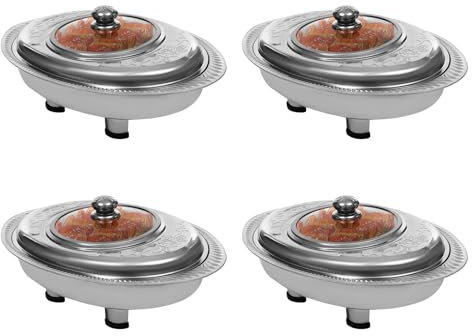 Chafing Dish Buffet Set, 4 Pack 12L/16L Stainless Steel Chafing Dish with Lids Food Warmer Buffet Server for Large Gatherings, Events, buffets, Hotels, Brunch, Catering, Parties (Silver-Oval)