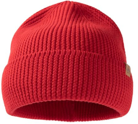 TOP-EX 100% Merino Mütze Strickmütze Wollmütze, Warme Wintermütze Beanie für Damen & Herren, Sport Outdoor Wool Watch Skimütze, Cuffed Sportmütze für Wandern und Laufen Rot
