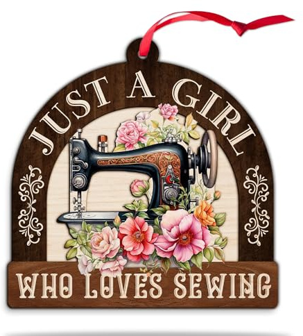 Sewing Machine Ornaments, Sewing Christmas Ornaments, Quilting Ornaments for Christmas Tree, Christmas Keepsakes for Mom Grandma Wife Sisters Bestie, Xmas Tree Hanging Decorations (03)