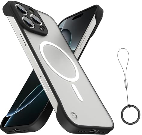 LunarCharm Rahmenlose Hülle Anwendbar auf iPhone 16 Pro Max, [Kompatibel mit MagSafe], Vollständiger Kameraschutz, Matte Hart-PC-Schutzhülle mit stoßfestem TPU-Bumper