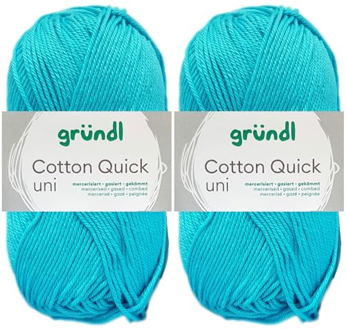 2x50 Gramm Gründl Cotton Quick Häkelgarn aus 100% Baumwolle 136 Wasserblau