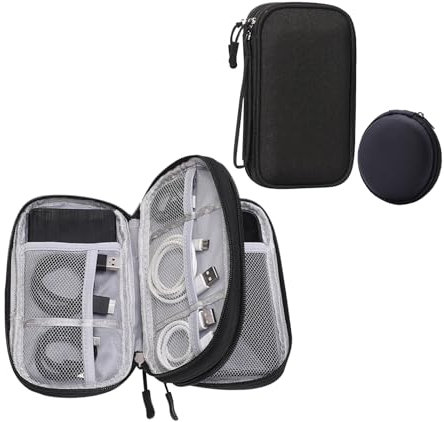 GWAWG 2PCS Double-Layer Electronics Accessories Bag Organiser, Universal Carry Travel Gadget Bag, Waterproof Cable Organiser Bag for Man Women