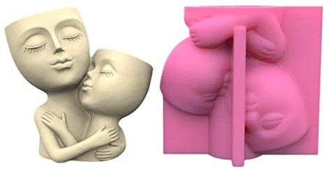 Molde de resina de silicona para macetas de yeso con diseño de dos hombres