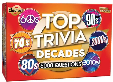 Cheatwell Games Top Trivia Decades Quiz Game - 5000 Questions To Test Your Knowledge Of Music, Film, TV, Science, Food, Drink, Culture, General Knowledge From The Last , For Age 14+
