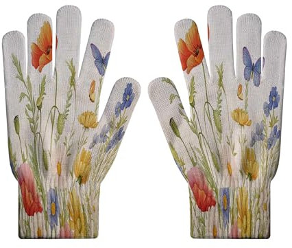 MLSOWM Gestrickte Handschuhe Winter Warm Touchscreen Handschuhe Farbige Gänseblümchen Thermo Winterhandschuhe Ideal für Frauen Herren Radfahren Sport Handschuhe