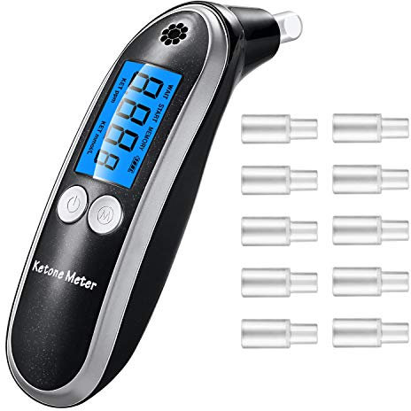 Ketonmessgerät Professional, Fortschrittlicher Digitaler Keton-Analysator und Ketose-Tester, Sofortige Ergebnisse, Tragbarer Atemtester für Ketose-Tests mit 10 Mundstücken, Einfach zu Bedienen