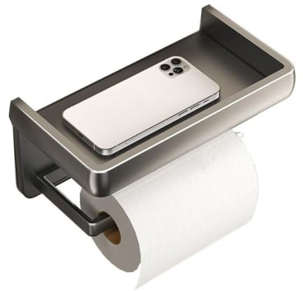 Etagère Douche Porte-papier hygiénique, support mural for rouleau de papier hygiénique avec étagère, support adhésif moderne en aluminium for rouleau de papier hygiénique for salle de bain Rangement D
