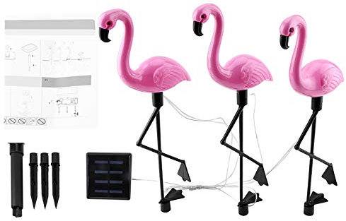 Garden Solar Lights, Flamingo Lamp Flamingo Lights 3 in 1 LED Flamingo Solar Power Light Pink Flamingo Garden Decor for Yard Lawn