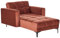 Chaiselongue Samtstoff hell rot gesteppt mit Verstellbarer Rückenlehne Alnes