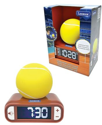 Lexibook, Tennis, Tennis-Nachtlichtwecker, Klänge und Melodien, beleuchteter LCD-Bildschirm, beleuchtet, Schlummerfunktion, RL800T, Yellow/Orange
