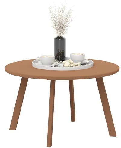 Outsunny Petite Table Basse Ronde, Table d'appoint avec Patins antidérapants, Cadre en métal, pour Jardin, Balcon, terrasse, Salon, Ø 70 x 42 cm, Orange
