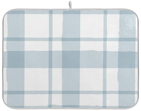 Escurridor de platos de rayas azules fácil de limpiar, tapete de drenaje absorbente de cocina, tapetes de secado de platos, accesorios para encimera