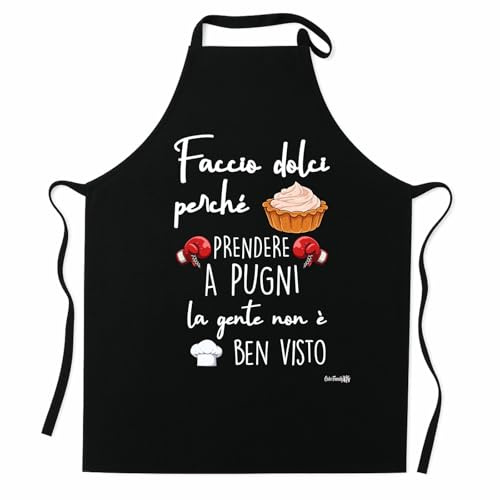 Colorfamily Grembiule da Cucina Frasi Divertenti Barbecue Cucina Pizza Dolci Idea Regalo Natale Compleanno