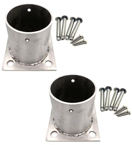 Pfostenträger Aufschraubhülse 2 Stück Runder Briefkasten Pfostensockel Aus Edelstahl, Zaun Pfosten Reparatur Klammer & Terrasse Pfosten Anker Basis Für Veranda Geländer Für Beton(Dia 60mm)