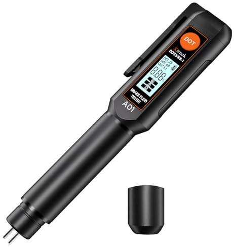 Xtruck Brake Fluid Tester Pen with Corrosion Resistance Probe, Brake Fluid Moisture Tester with Screen Display, Alarm Oil Fluid Tester Calibrated for DOT3, DOT4, DOT5.1 Brake Fluid
